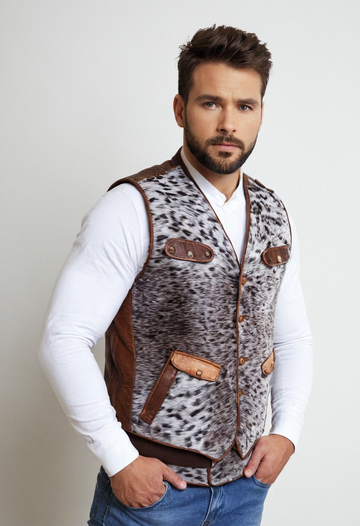 Men's Cowhide Hair On Pony Skin Vest