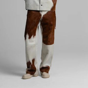 Men's Cowhide Pants – Hair-On Pony Hair with Cow Print
