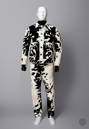 Men's Black and White Cowhide Fur Jacket – Genuine Leather Western Style