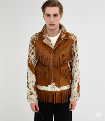 Men's Long Leather Jacket - Cow Hide Leather Coat