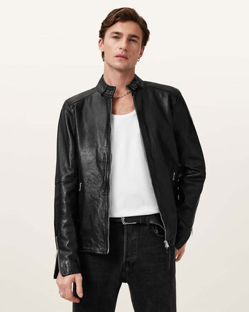 Jet Black Cora Style with Snap Collar | Original Leather Jacket – Cowskin Jackets