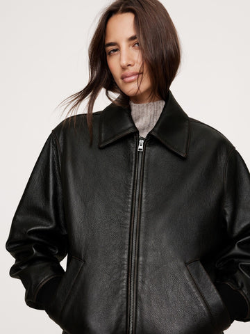 women's oversized leather jacket