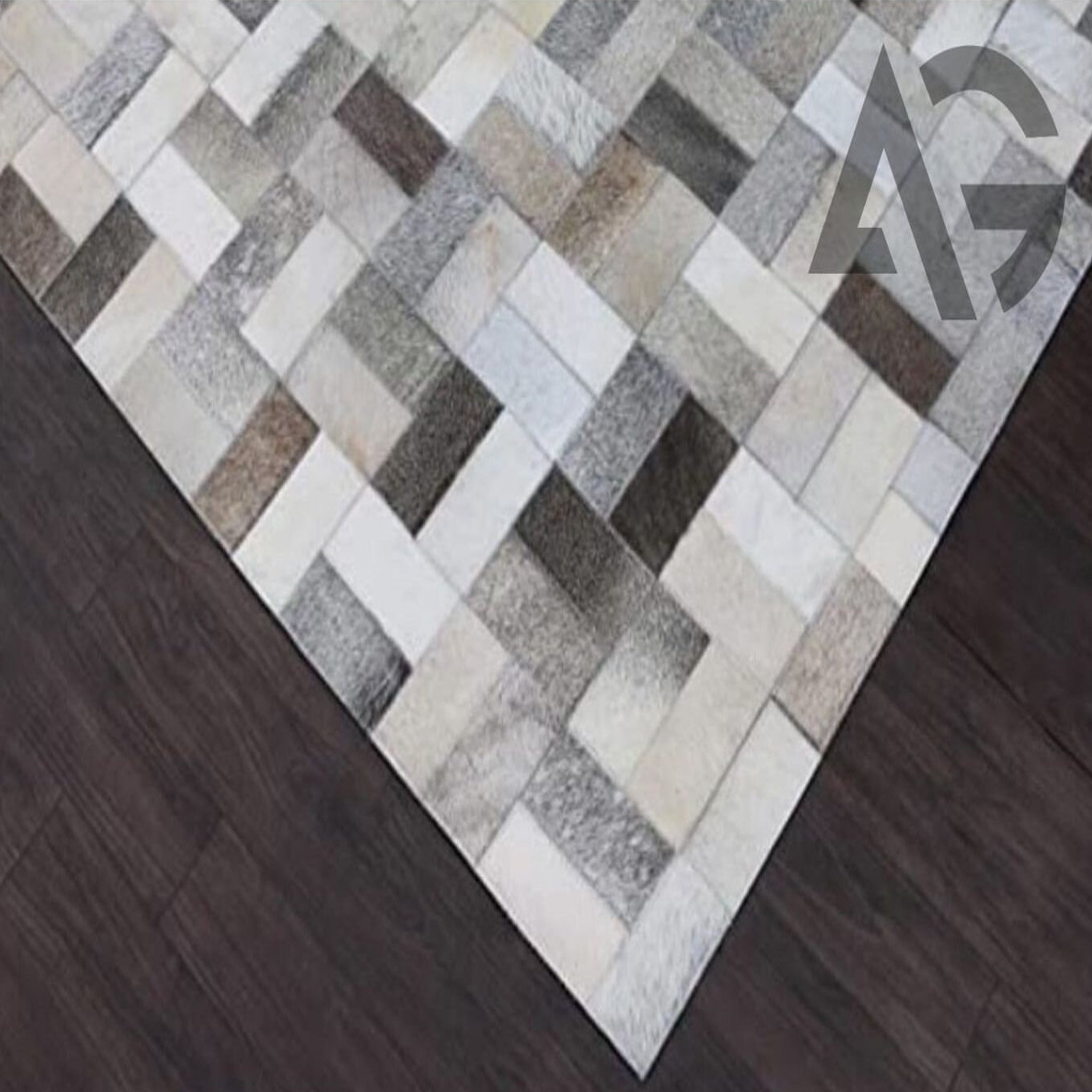Stunning Cowhide Patchwork Rug - Unique Handmade Floor Accent - Perfect for Living Room
