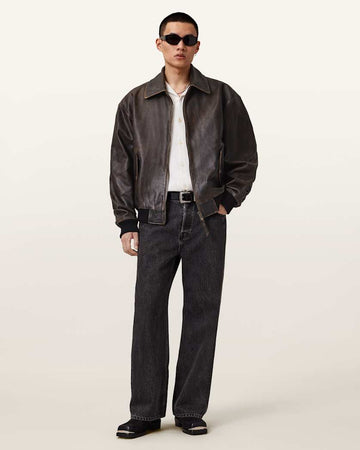 Vintage Brown Cowhide Leather Jacket – Classic Bomber Style for Men | Cowskin Jackets