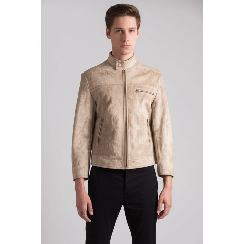 Men's Cow Hide Light Brown Leather Jacket -Great Gift for Him
