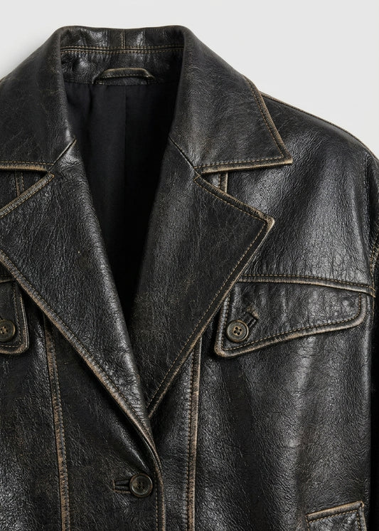 The Oversized Distressed Leather Bomber