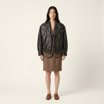 The Oversized Distressed Leather Bomber