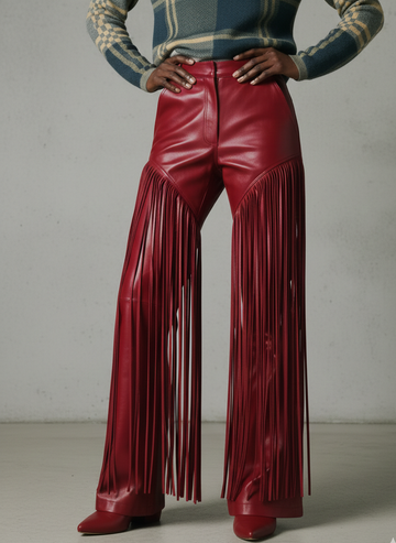 Woman Fring Flare Leather Pant