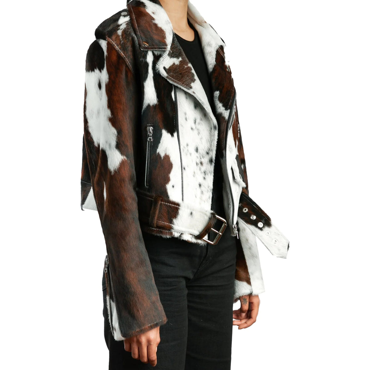 Cowhide Colour Women's Cow Hide Jacket, Genuine Leather Outerwear, Stylish & Warm Win