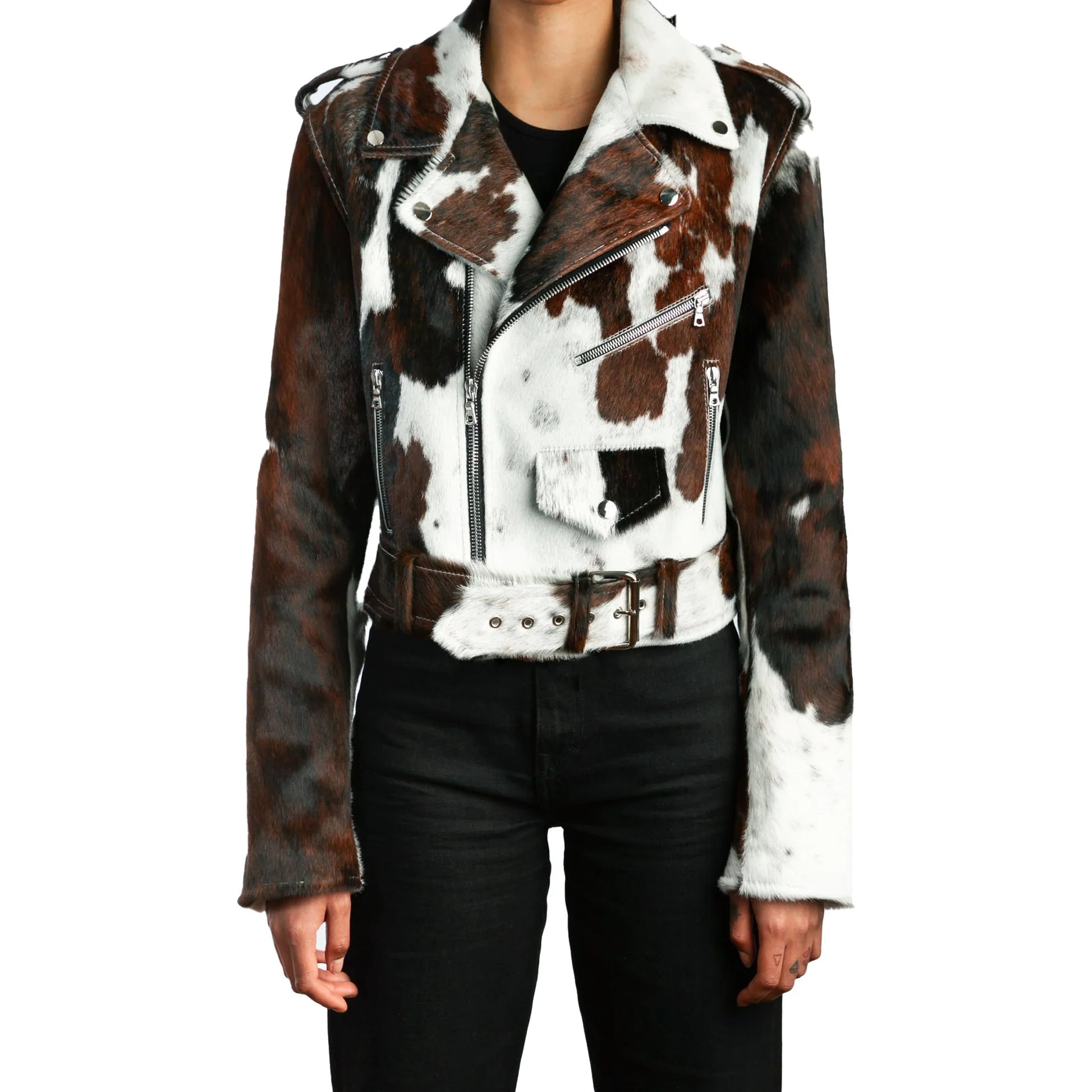 Women's Cow Hide Jacket, Genuine Leather Outerwear, Stylish & Warm Win