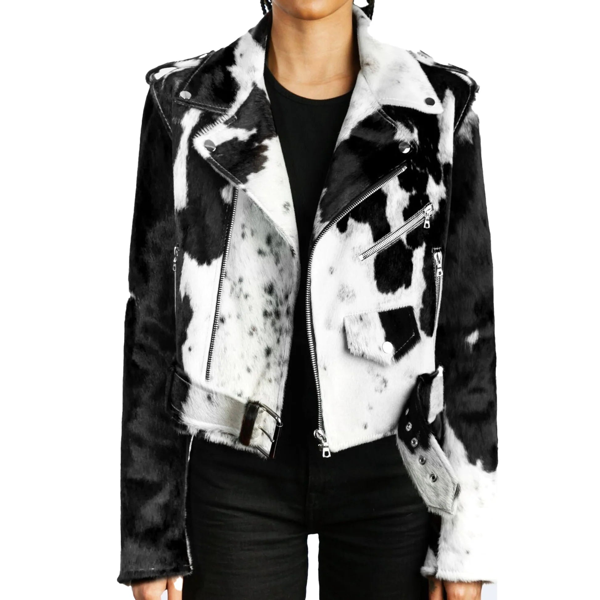 Women's Cow Hide Jacket, Genuine Leather Outerwear, Stylish & Warm Win