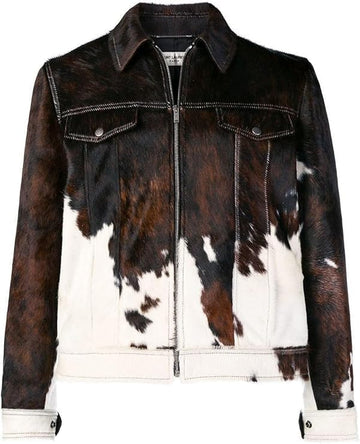 Men's Cowhide Hair-on Jacket, Cow Print